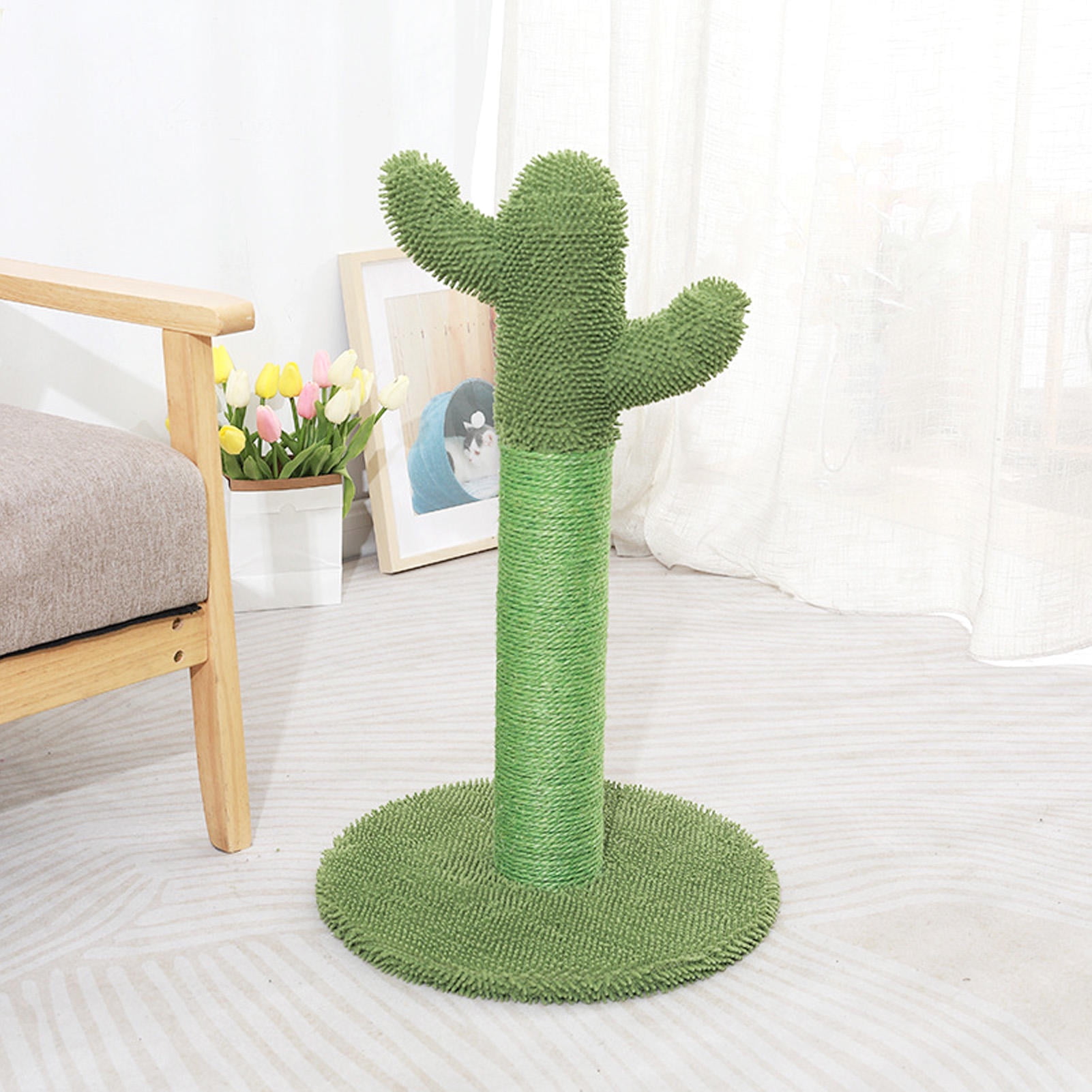 Suodoka Green Cactus Cat Scratching Post – Compact, Wear‑Proof Sisal, Multi‑Functional Climb & Play Toy for Indoor Cats