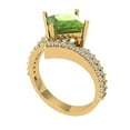 thumbnail image 2 of 2.3075 ct Princess Cut Natural Peridot Solitaire with Simulated Diamond Accents 18K Yellow Gold Womens Engagement Ring, 2 of 5
