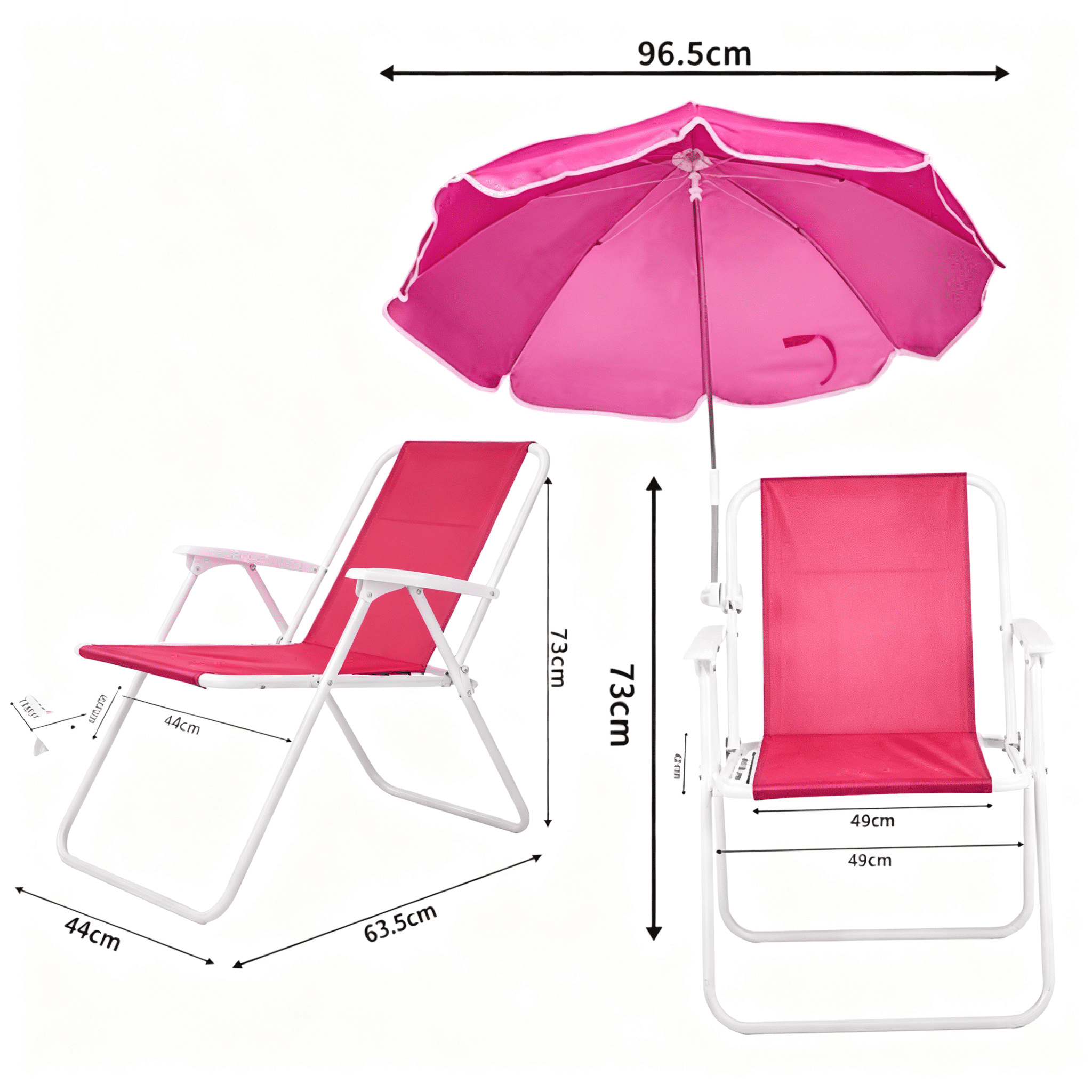 Folding Beach Chair with Umbrella for Adults, Lightweight Porable Camping Chair with 265lbs Capacity for Travel Picnic Concert & Outdoor Activities, Pink