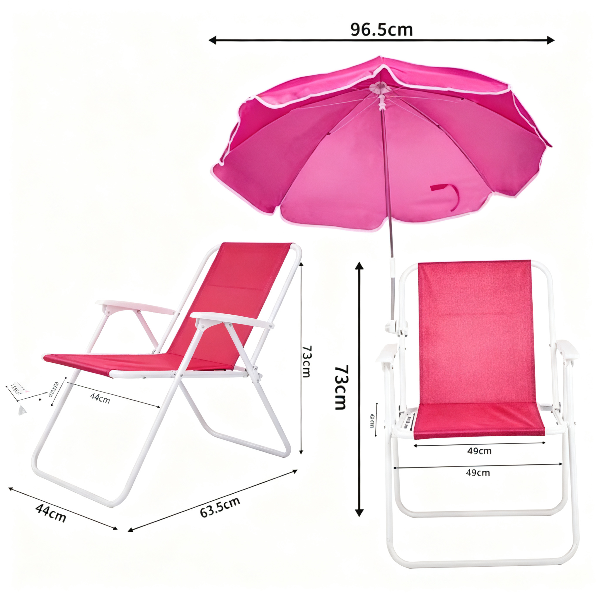AsterOutdoor Folding Beach Chair with Umbrella, Pink photo 2