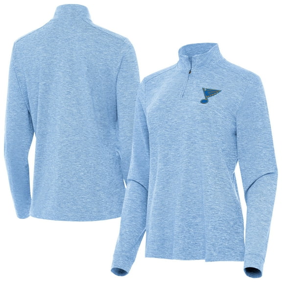 Men's Antigua Heather Blue St. Louis Blues Mentor Long Sleeve Quarter-Zip Mock Polo