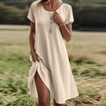 thumbnail image 3 of Tshirt Dress Women Short Sleeve Crewneck Loose Fit Flowy Midi Dresses Summer Beach Vacation Dress, 3 of 5