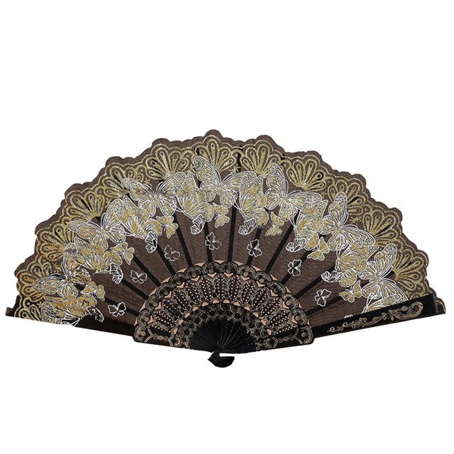 CSChome Bronzing Butterflies Folding Fan Bronzing Butterflies Folding Hand Fan: Elegant Tassel, Catwalks Dance Performance Props