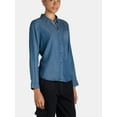 thumbnail image 2 of Time and Tru Women's Button Front Shirt with Long Sleeves, Sizes XS-XXXL, 2 of 6