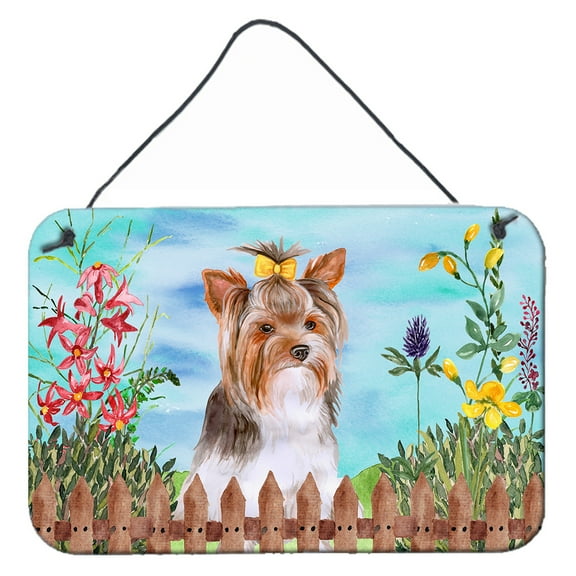 Carolines Treasures CK1285DS812 Yorkshire Terrier 2 Spring Wall or Door Hanging Prints  8x12 multicolor