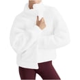 thumbnail image 4 of Womens Fuzzy Fleece Jacket Zip Up Stand Collar Sherpa Coats Casual Winter Warm Fluffy Faux Fur Outwear with Pockets, 4 of 7