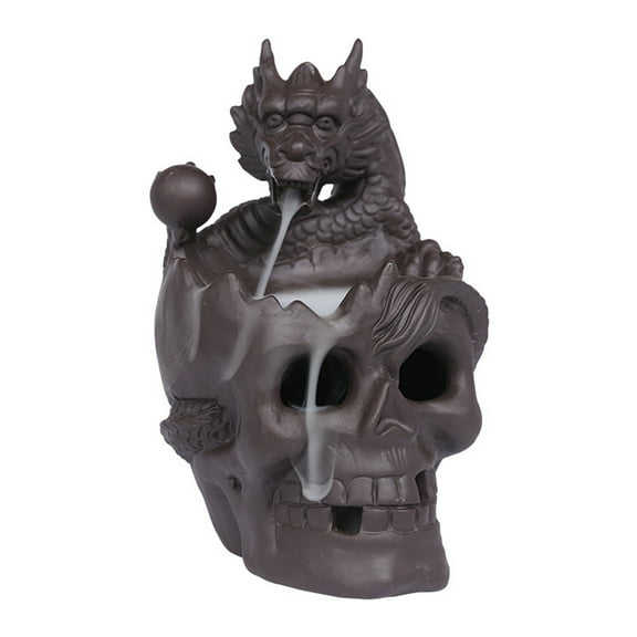 Ayyufe Halloween Weird Backflow Incense Burner with LED Light Thrilling Halloween Style Skull Dragon Waterfall Incense Holder Home Decor