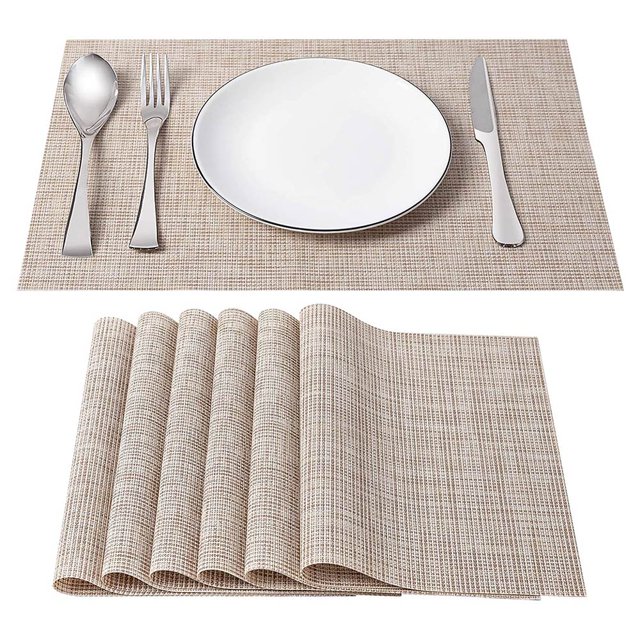 Mantel Individual De Protección Ambiental De 2/4/6 Uds, Almohadilla De Aislamiento De Alimentos De Pvc, Tapete De Mesa Simple Rectangular, Posavasos, Tapete Para Cuenco seitruly HA027167-02