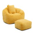 thumbnail image 6 of MDQMD 45"Giant Bean Bag Chair with Ottoman Pillow Armrest Ultra Soft Fluffy Faux Fur Oversized Comfy Lazy Sofa Memory Foam Floor Sofa Chair for Adults Living Room Bedroom Gaming Yellow, 6 of 8