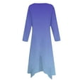thumbnail image 5 of QUINDOS Dresses for Women Crew Neck Sundress Casual Long Sleeve Sun Dresses Summer Loose Tie Dye Irregular Hem Knee Length Midi Dresses for Women, 5 of 5