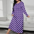 thumbnail image 4 of Oksale Cute Love Hearts Graphic Sleep Dress for Women Plus Size Long Sleeve Nightgowns Casual Crew Neck Night Dress for Home Ultra Soft Loose Fit Maxi Loungewear 2025 Purple L, 4 of 6