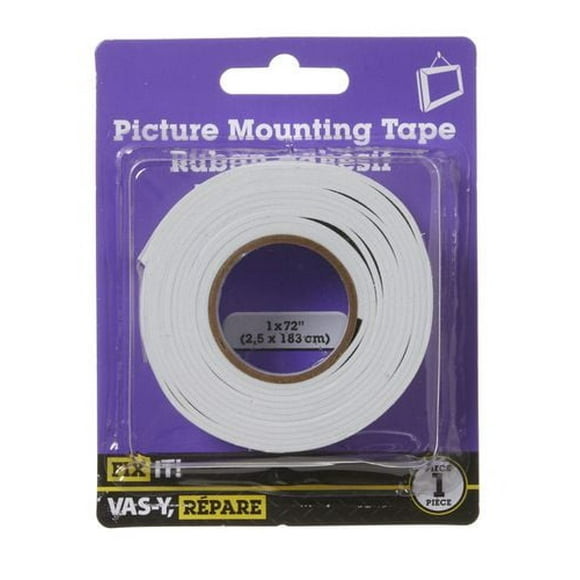 Ruban adhésif pour affiches 1 po x 72 po 1 pièce Ruban tout usage conçu pour les surfaces propres, sèches et lisses. Pour l'intérieur.