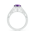thumbnail image 2 of ANGARA Natural Round 1.15 ct Amethyst Hexagonal Halo Ring with Filigree in 14K White Gold for Women (Size-7mm) | February Birthstone, Anniversary, Jewelry Gift for Women | Natural Amethyst Ring, 2 of 8