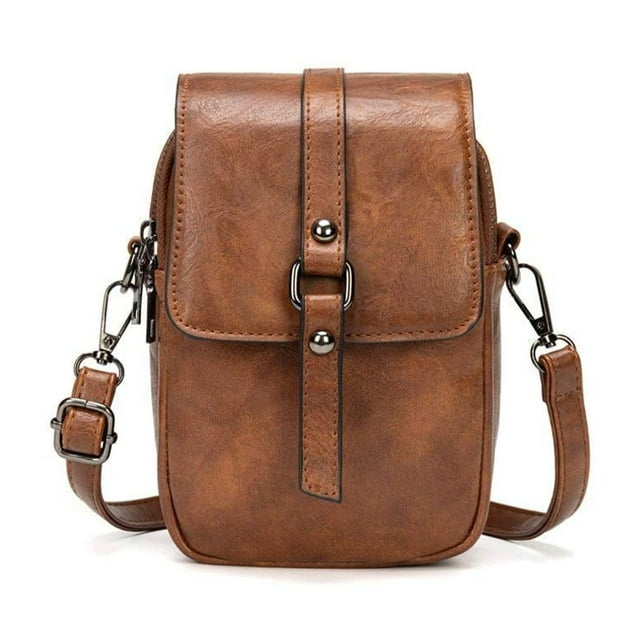 Bolso del teléfono de Crossbody del vintage de las mujeres, pequeño monedero de la cartera del bolso del efectivo del bolso del mensajero (A-Brown)
