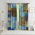 thumbnail image 2 of Abstract Curtains Abstract Rust Curtain Room Darkening Grommet Window Treatments Modern Decorative for Bedroom Living Room, Blue Rust 26"W x 63"L (Pack of 2), 2 of 6