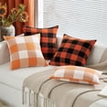 thumbnail image 5 of Pack of 2 Fall Buffalo Check Throw Pillow Covers Plaids Farmhouse Throw Pillows Linen Soft Decorative Couch Pillow Covers Home Decor Cushion Case for Sofa Bedroom 20x20 Inch Orange and White, 5 of 6