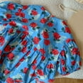 thumbnail image 4 of Birthday Outfit for Kids Toddler Baby Girls Pure Cotton Short Sleeves Dress Red Floral Party Wedding Pageant, 4 of 5