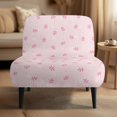 thumbnail image 2 of HELLHERO Pink Leaf Print Armless Accent Chair Cover, Elastic Bottom Trendy Armless Accent Chair Protector for Living Room Conferences, 2 of 8