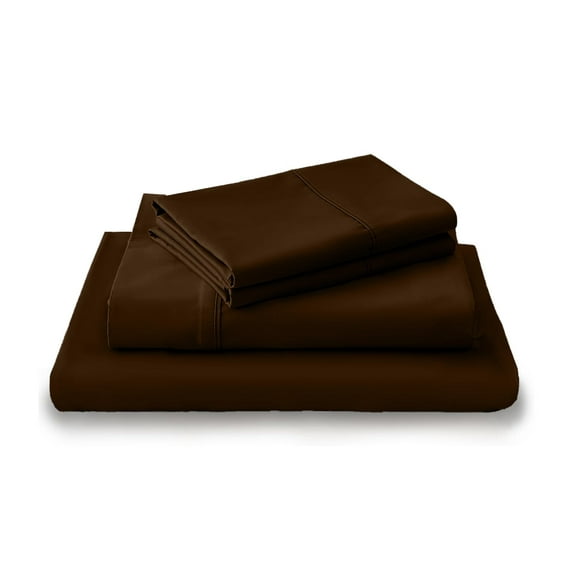 LuckShree Short King Size 4-PC Sheet Set - 800-TC Giza Cotton 12" Deep Pockets - Chocolate Color