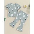 thumbnail image 5 of Douhoow Toddler Girl Clothes 12M 18M 2T 3T 4T Kids Summer Ruffle Short Sleeve Floral T-Shirt Bell Botttoms Flared Pants, 5 of 9