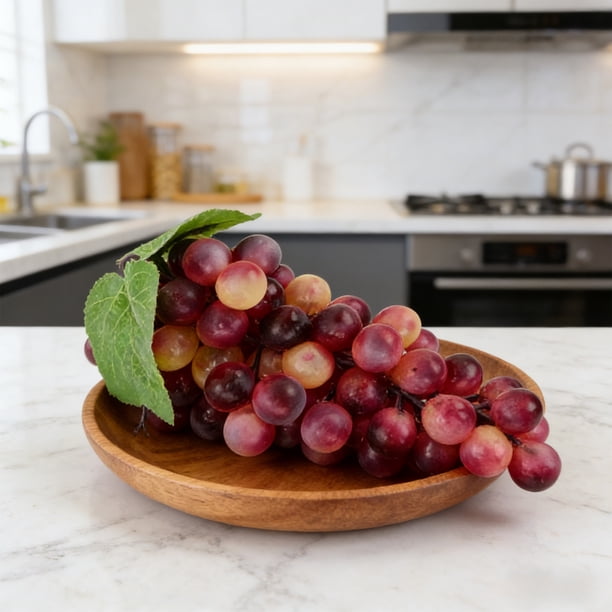 Decoración colgante de racimos de uvas artificiales – racimo de uva de plástico con hojas para decorar la cocina, coronas, fondos de boda, accesorios fotográficos