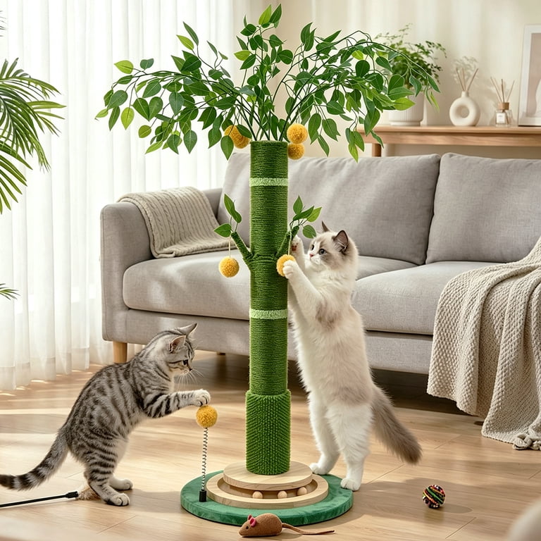 Zalalova 53" Extra Tall Cat Scratching Post with Interactive Toys photo 4