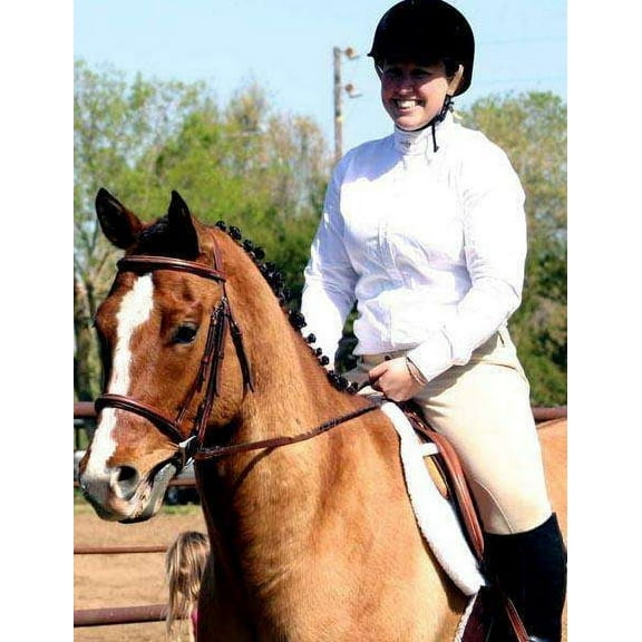 Paris Tack Padded Raised Leather English Schooling Bridle with Laced Reins- Havana, Oversize/Warmblood Sized