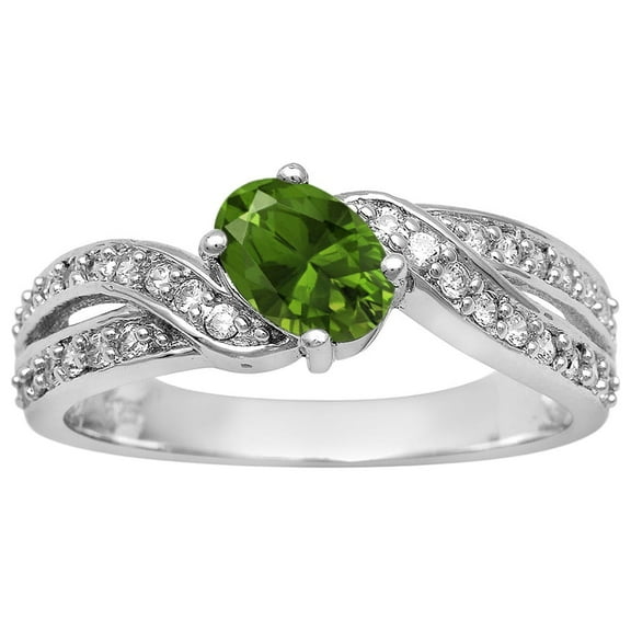 Mooneye Cluster 6X4 mm Oval Natural Peridot 925 Sterling Silver Valentines Day Gifts Ring