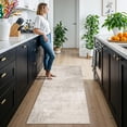 thumbnail image 4 of Washable 2x6 Thin Runner Rug: Abstract Soft Entryway Doormat Water-resistan Hallway Bathroom Kitchen Carpet With Non-slip Backing Modern Living Room Bedroom Decorative Carpet(2x6 Beige/cream), 4 of 9