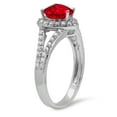 thumbnail image 3 of 1.49 ct Heart Cut Simulated Ruby with Simulated Diamond Halo Accents 14K White Gold Womens Engagement Ring, 3 of 4