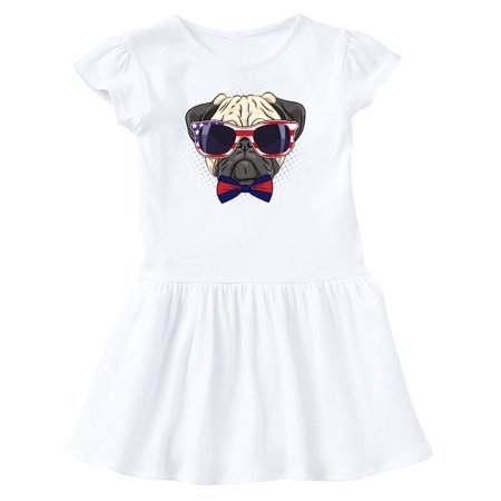 

Inktastic Pug Dog July 4th Patriotic Sunglasses Gift Toddler Girl Dress