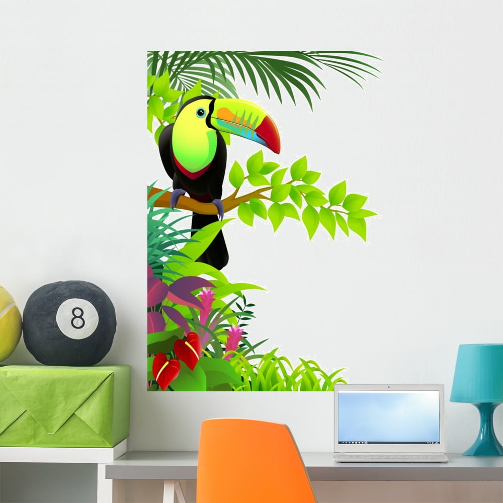 Toucan Bird Jungle Wall Decal By Wallmonkeys L And Stick Graphic 48 In H X 37 W Wm278304