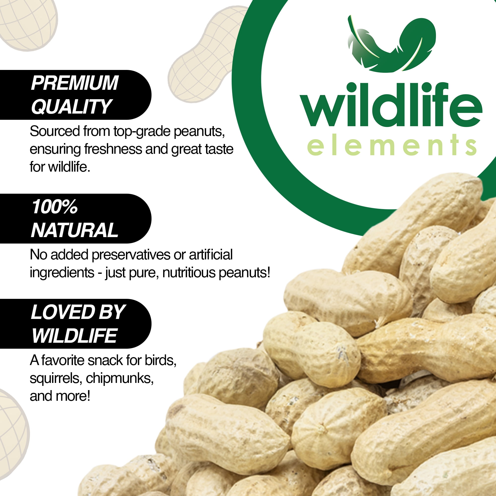 Wildlife Elements Peanut Party Raw In-Shell Peanuts – Natural, Nutrient-Rich Wildlife Food for Birds, Squirrels & Waterfowl, 25lb