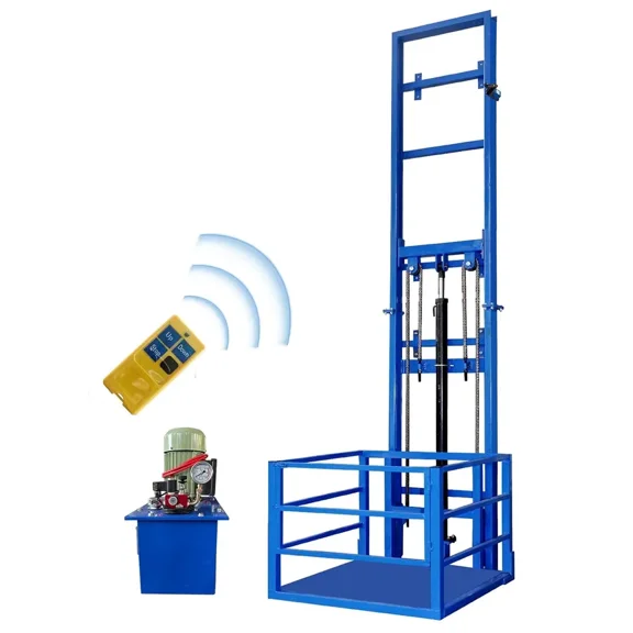 Heavy Duty Electric Hydraulic Lift Platform, 2200lbs Capacity Vertical Freight Elevator, 9.8ft Wall-Mounted Cargo Lift for Home, Warehouse and Factory, 1500W Power Hoist System, Blue
