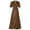 a-Brown14340, variant on Women's Carnival Solid Color Satin Wrap Maxi Dress Short Puff Sleeve V Neck Tie Waist Flowy Elegant Dress For Wedding Party Formal Event Trendy Dress