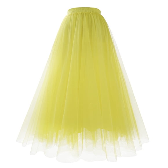 Tulle Skirts for Women Below Knee Length Layered Cocktail Prom Midi Skirts Casual Beach Elastic Waist A Line Skirts