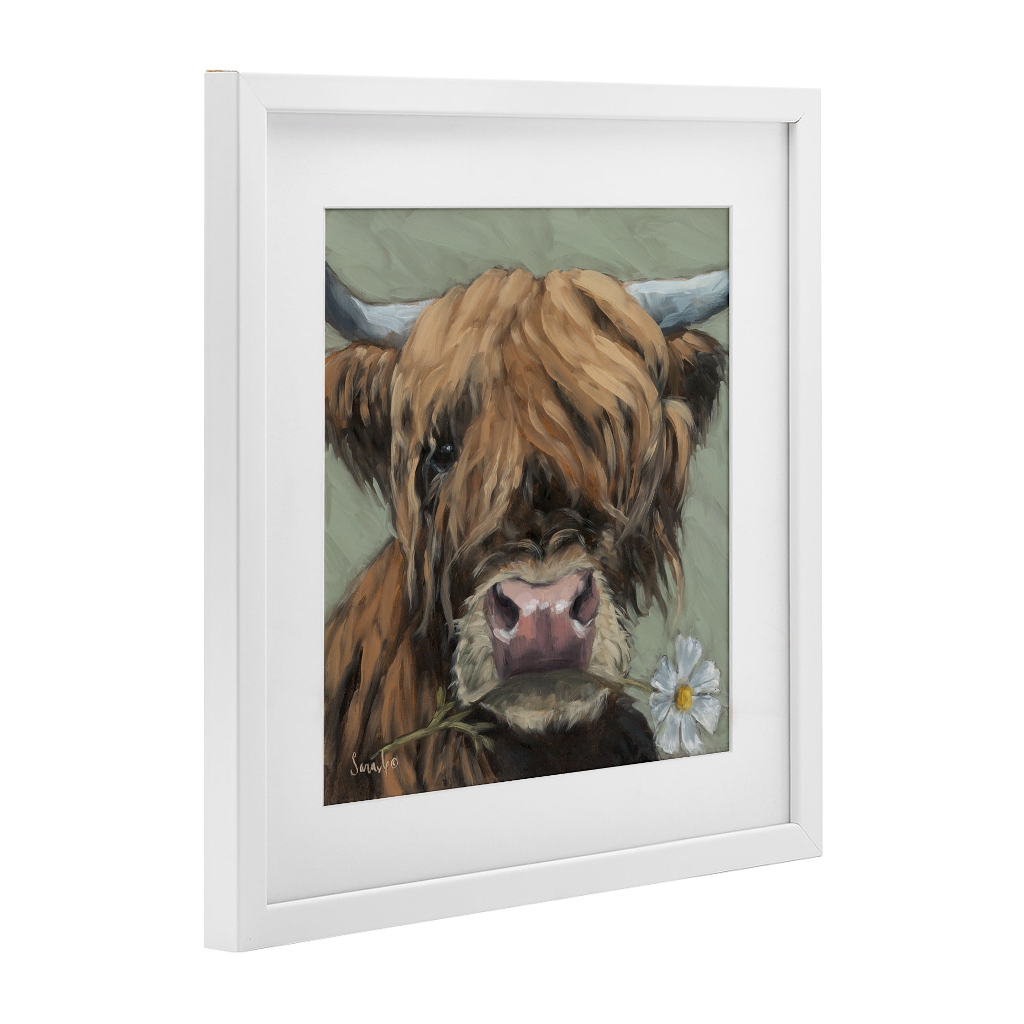 Stupell Industries Blossom Babe Cattle White Framed Print Under Glass, design by Sara G. Designs