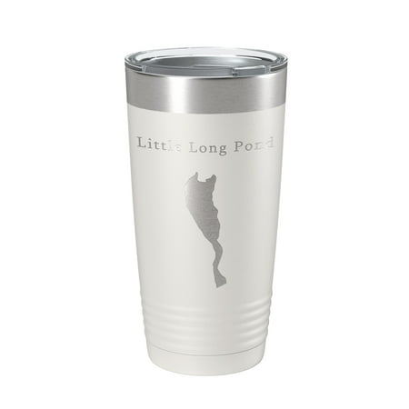 

Little Long Pond Tumbler Lake Map Travel Mug Insulated Laser Engraved Coffee Cup Acadia Maine 20 oz White