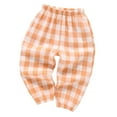 thumbnail image 3 of GBSYEWXS Child Little Boys Pants Plaid Print Casual Stretch Breathable Wide-Leg Elastic Waist Orange Trousers Size 5-6 Years, 3 of 3