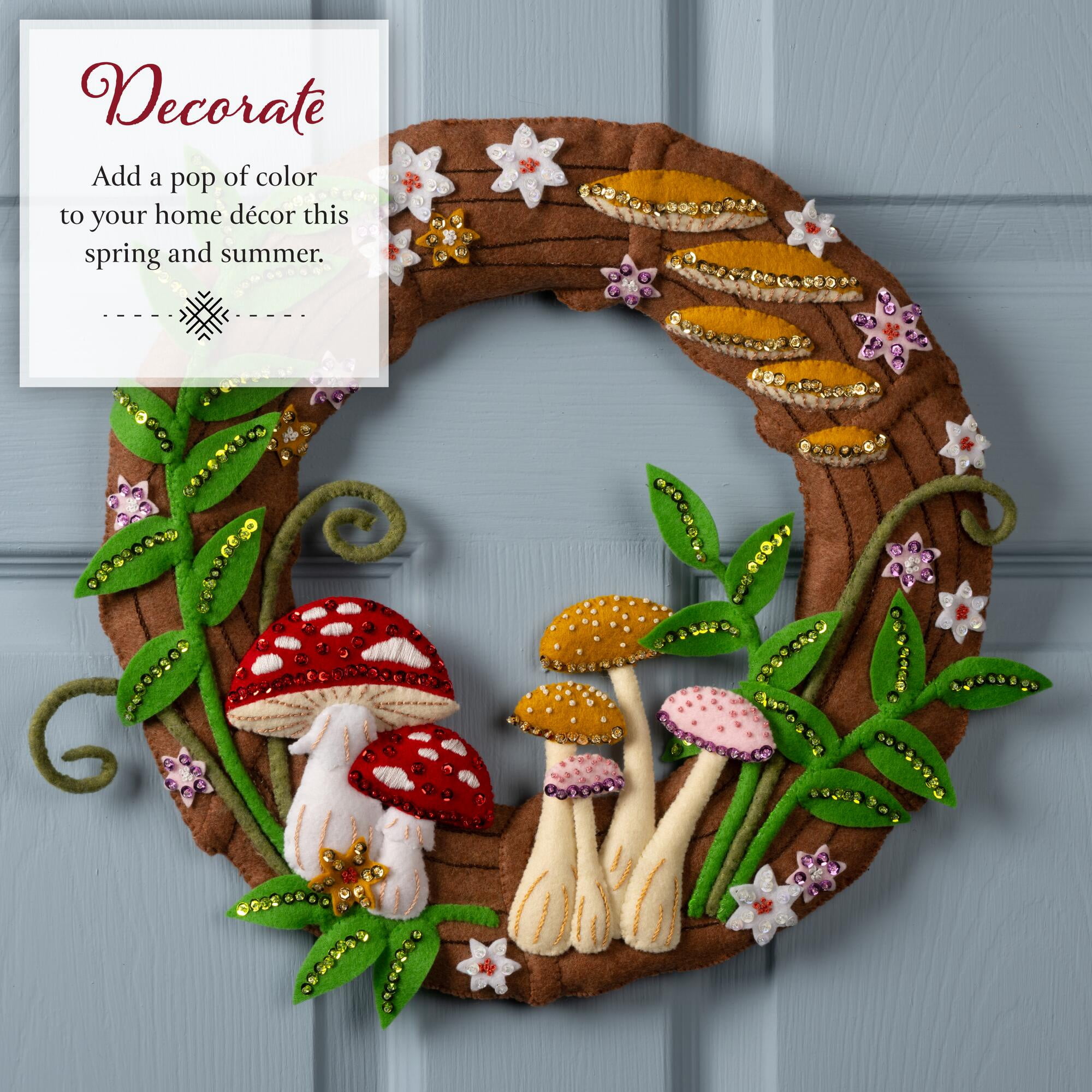 Bucilla Mushroom Magic 15.5 in Felt Applique Wreath Kit