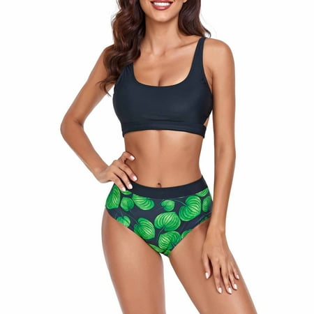 

Finelylove Sexy Swimsuit For Women Padded Sport Bra Style Bikini Black L