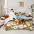 thumbnail image 4 of Homewish Highland Bull Full Size Comforter Sets 3-Piece for Female Men,Vintage Cabin Cottage Windmill Bedding Comforter Set,Chic Floral Daisy Lightweight Bedding Sets,Luxury Bedroom Decor, 4 of 8