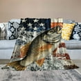 thumbnail image 2 of Orinice  Vintage American Flag Throw Blanket,Men   Fish Blankets,Fishing Hunting Blanket for Kids Boys Adult Room Decor,Rustic Style Black Brown Wooden Stripes Sherpa Blanket 50x60in, 2 of 6