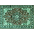 thumbnail image 1 of Ahgly Company Machine Washable Indoor Rectangle Medallion Turquoise Blue Traditional Area Rugs, 5' x 7', 1 of 4