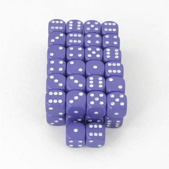 Purple Opaque Dice with White Pips D6 12mm (1/2in) Bulk Pack of 50 Wondertrail