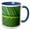 Blue/White, variant on 3drose, Green Leaf Macro Photography - Organic Close-up - Fresh - Natural - Leafy Nature - Photo Print, 11oz Two-tone Green Mug