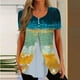 thumbnail image 1 of ICHUANYI Clearance Womens Summer Printed Patchwork Buttons Short Sleeve Rround-Neck Casual Blouse Tunic Tops(Pink, XL) ICHUANYI WER2023081504328, 1 of 5