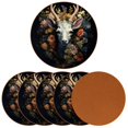 thumbnail image 2 of Fragmented Flowers 6PCS Round Microfiber Leather Coaster Set, 11x11 cm/4.3x4.3 in, Drink Mats for Home and Office, Furniture from Water Marks and Scratches, 2 of 6