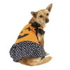 Way To Celebrate Dog Dress, Orange & Black Polka Dot Pumpkin Face, (Small)