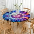 thumbnail image 3 of Colorful Tie Dye Flame Flower Pattern Round Fitted Tablecloth with Elastic Edge,Dining Table Cover Waterproof,Outdoor Round Tablecloth for Camping,Dining,Indoor and Outdoor, 3 of 7